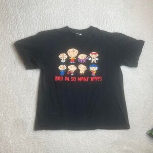 Vintage family guy‎ "stewie" men's black faded tshirt comedy 90s L